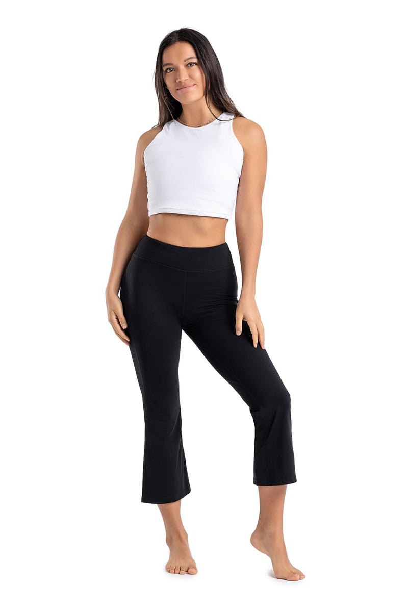 Yogipace Women's Bootcut Cropped Flare Yoga Pants Capri Length Slim Fit Pant Lounge Crop,YCW1402,22",Black,Size M - Image 3